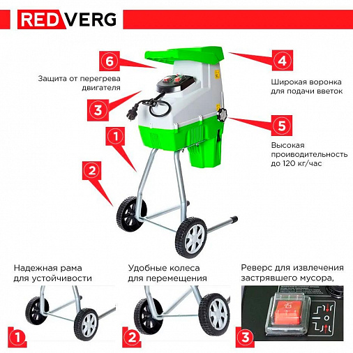 Измельчитель садовый REDVERG RD-GS2800 - 5